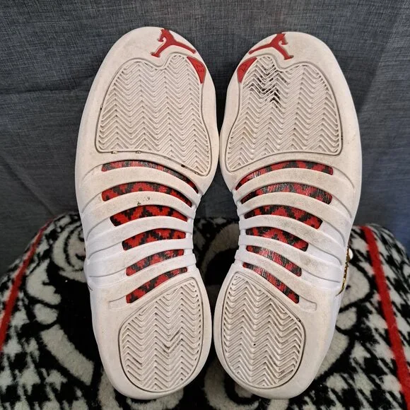 Nike Air Jordan Men Air Jordan 12 White Leather Sneakers Size 9